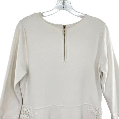 Eliza J Ivory Lace Overlay Sweater Dress Long Sleeve Knee Length