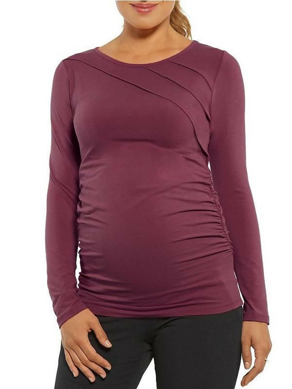 Stowaway Sunburst Maternity Top Burgundy Purple Medium