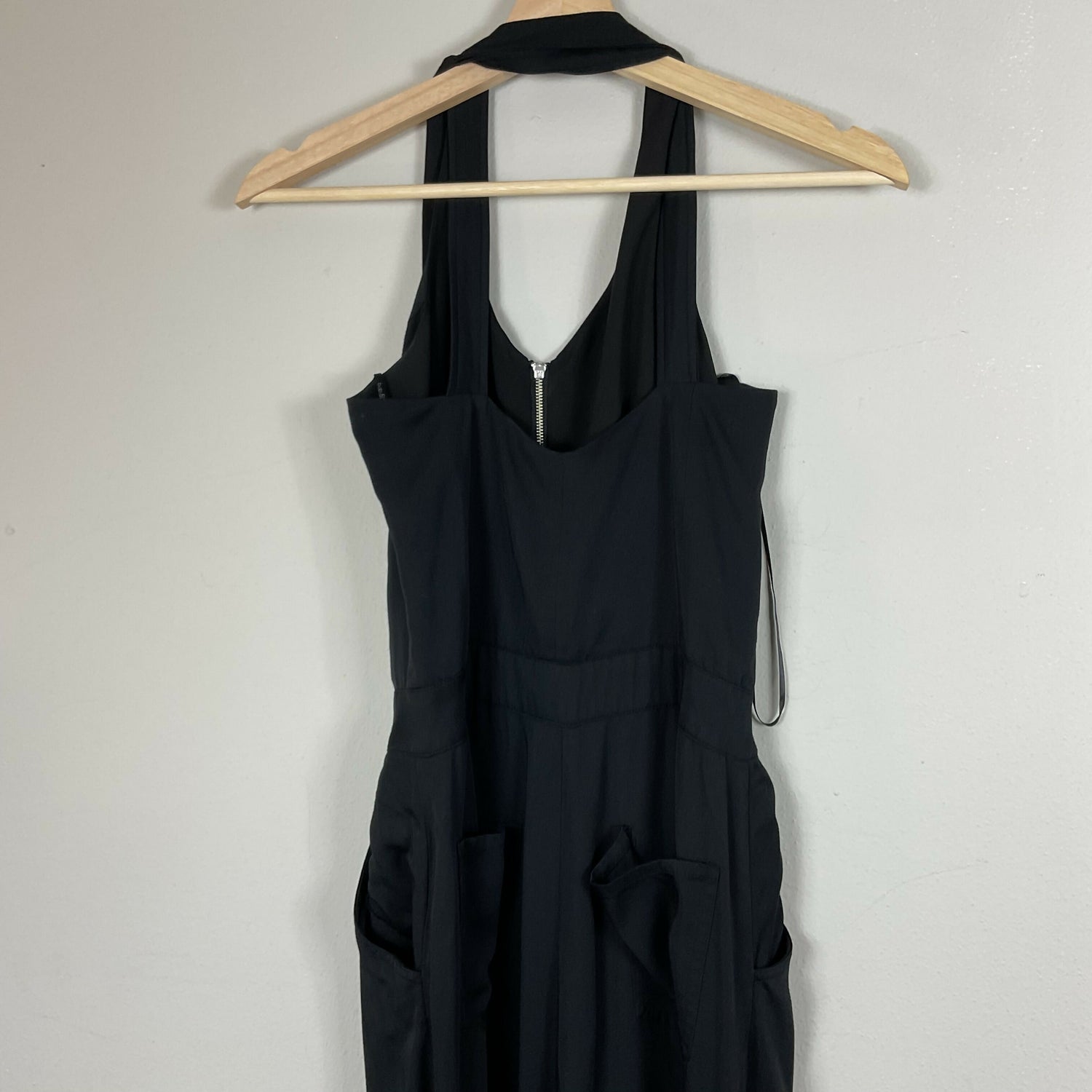 Bobi Black Sleeveless Cross-Back Zip-Front Jumpsuit - Black - XS