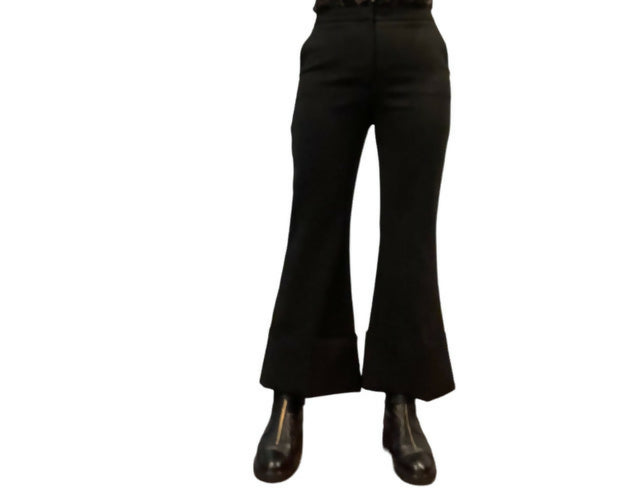 Stella McCartney Silk Cuff Wide Leg Pants - Black - 4