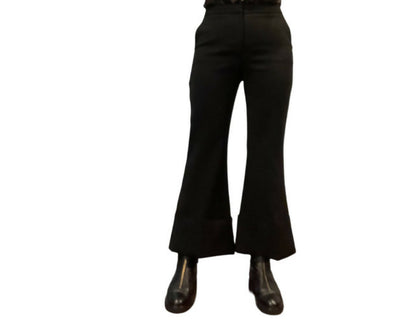 Stella McCartney Silk Cuff Wide Leg Pants - Black - 4