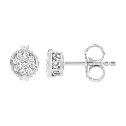 Haus of Brilliance .925 Sterling Silver 1/3 cttw Lab Grown Diamond Floral Cluster Stud Earring (F-G Color, VS2-SI1 Clarity)