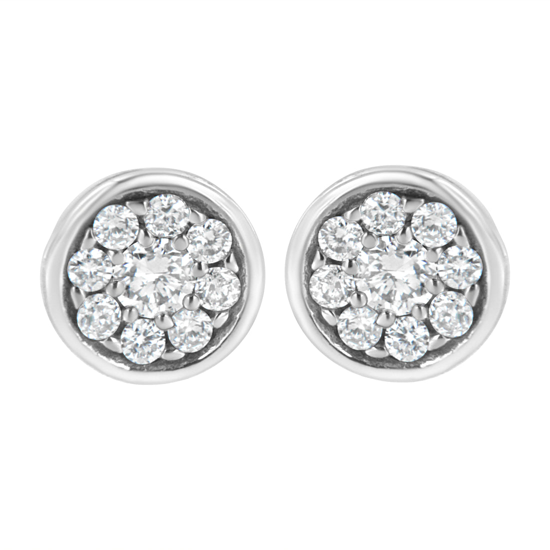 Haus of Brilliance .925 Sterling Silver 1/3 cttw Lab Grown Diamond Floral Cluster Stud Earring (F-G Color, VS2-SI1 Clarity)