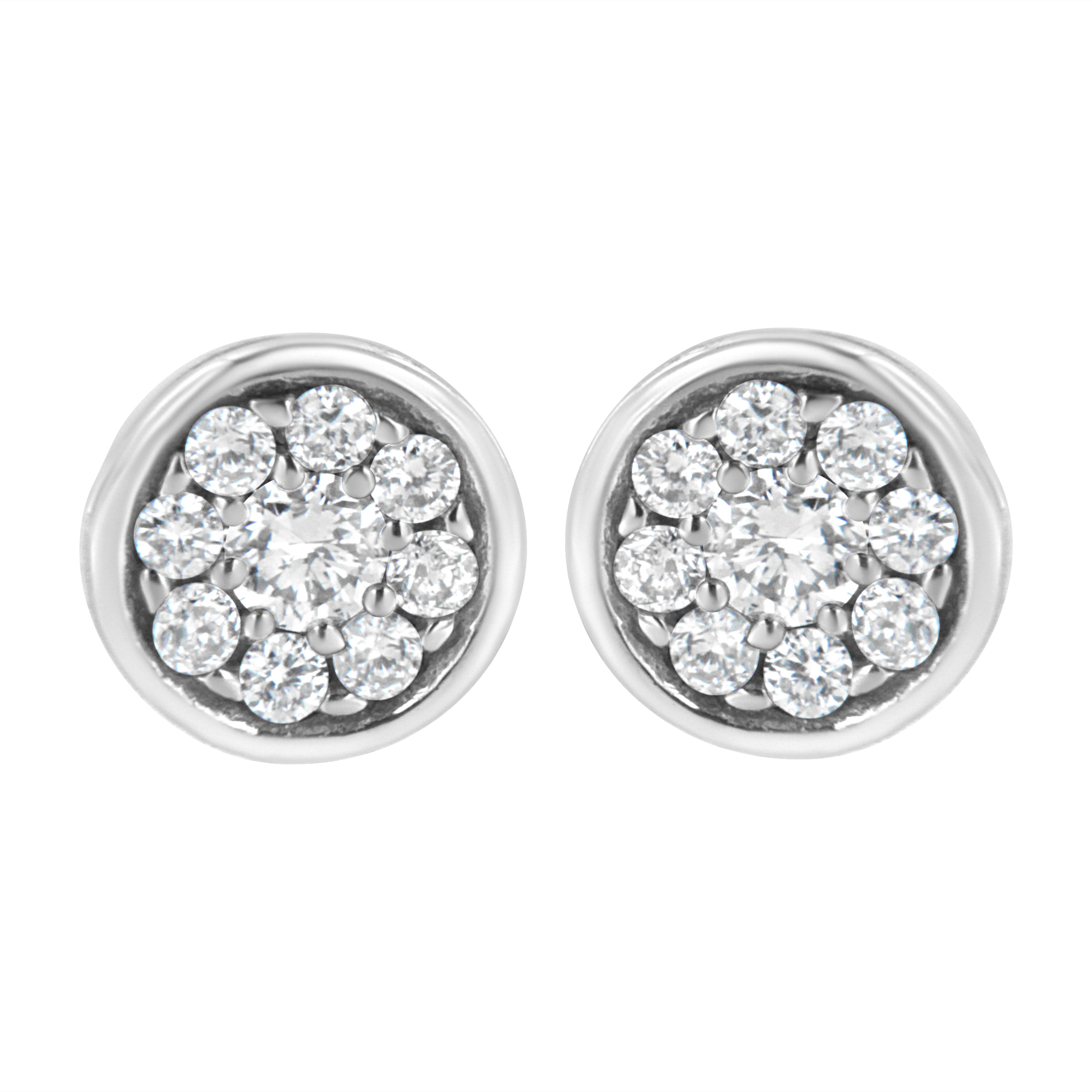 Haus of Brilliance .925 Sterling Silver 1/3 cttw Lab Grown Diamond Floral Cluster Stud Earring (F-G Color, VS2-SI1 Clarity)