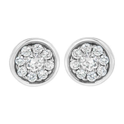 Haus of Brilliance .925 Sterling Silver 1/3 cttw Lab Grown Diamond Floral Cluster Stud Earring (F-G Color, VS2-SI1 Clarity)