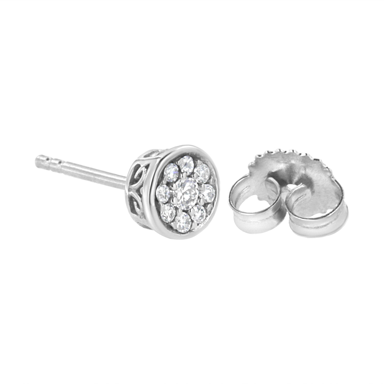 Haus of Brilliance .925 Sterling Silver 1/3 cttw Lab Grown Diamond Floral Cluster Stud Earring (F-G Color, VS2-SI1 Clarity)