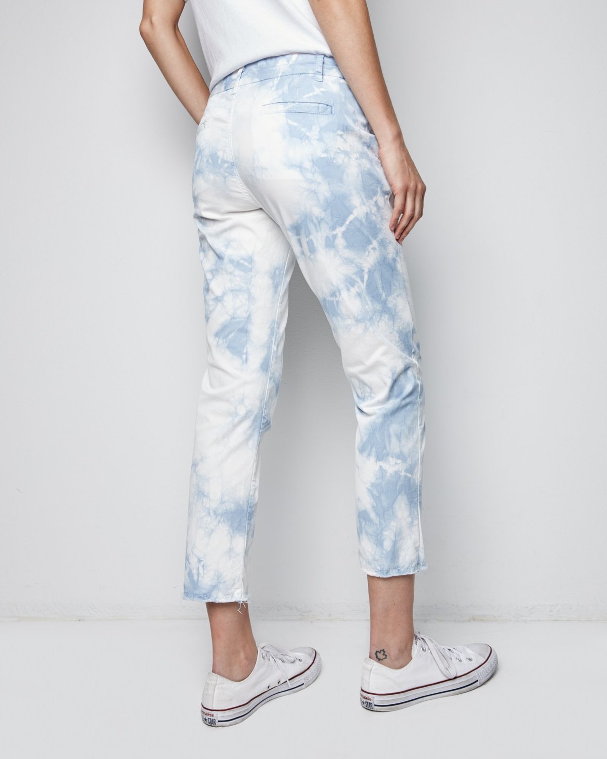 Nili Lotan Blue White Tie Dye East Hampton Straight Leg Pants Pocket