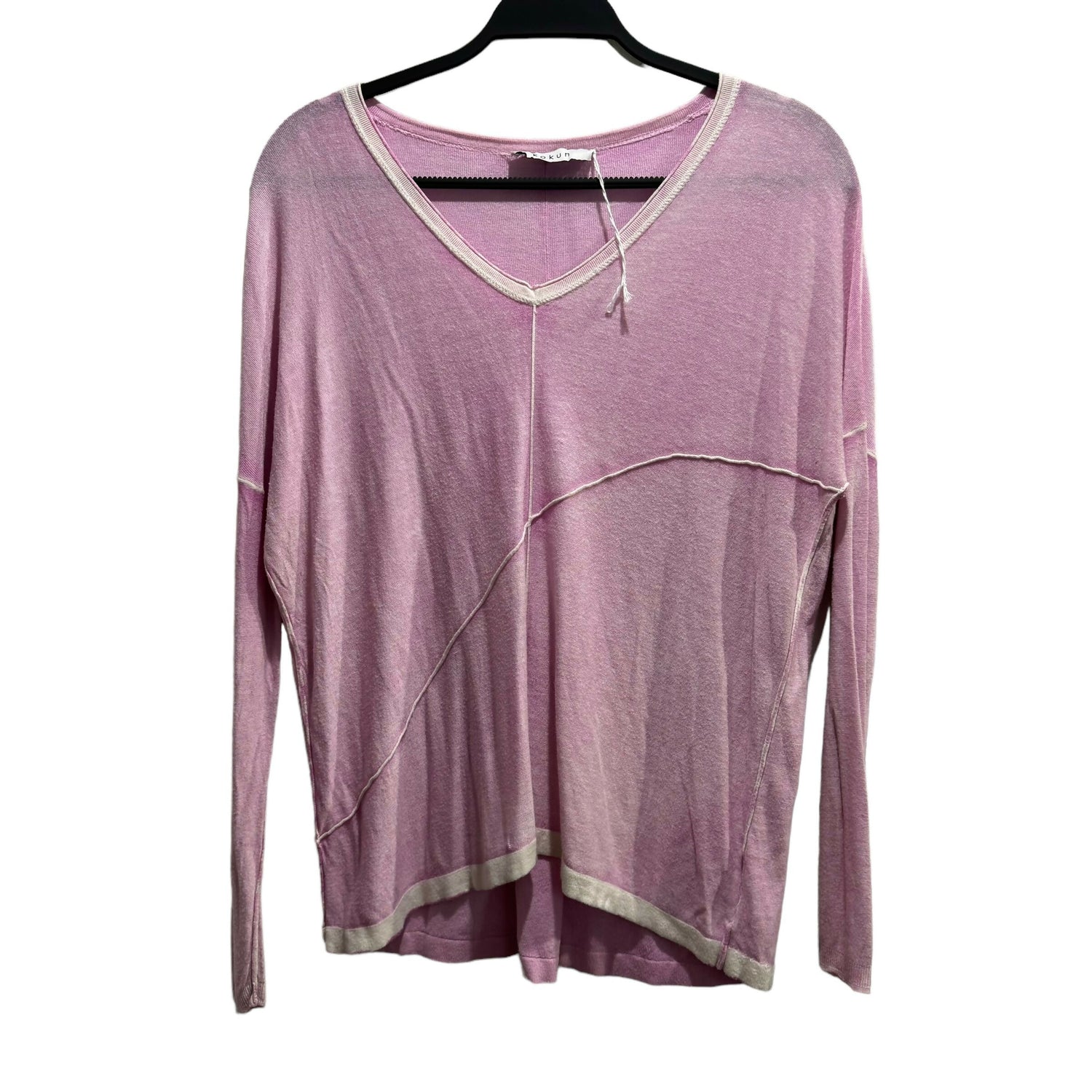 Kokun Long Sleeve Seamed Cashmere V-Neck - /Pink - M