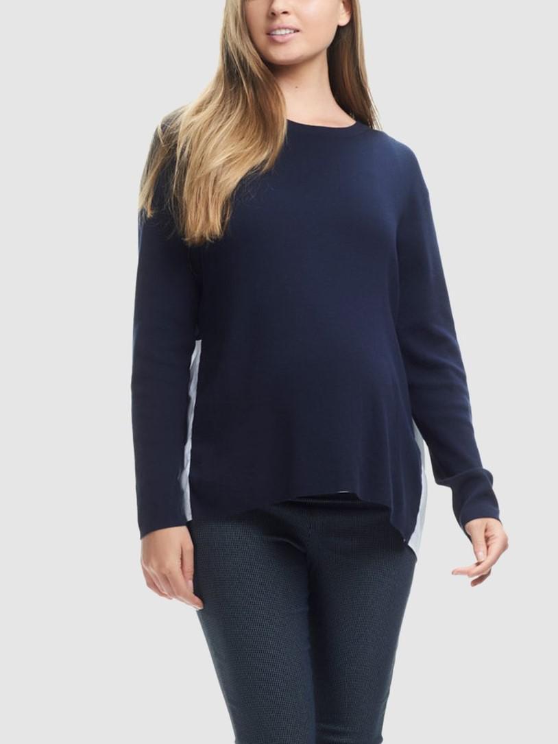 Soon Maternity Maternity Grace Pleat Back Knit Jumper - Navy