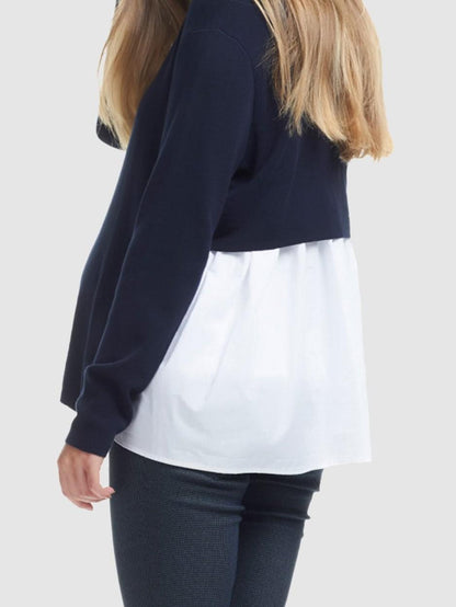 Soon Maternity Maternity Grace Pleat Back Knit Jumper - Navy