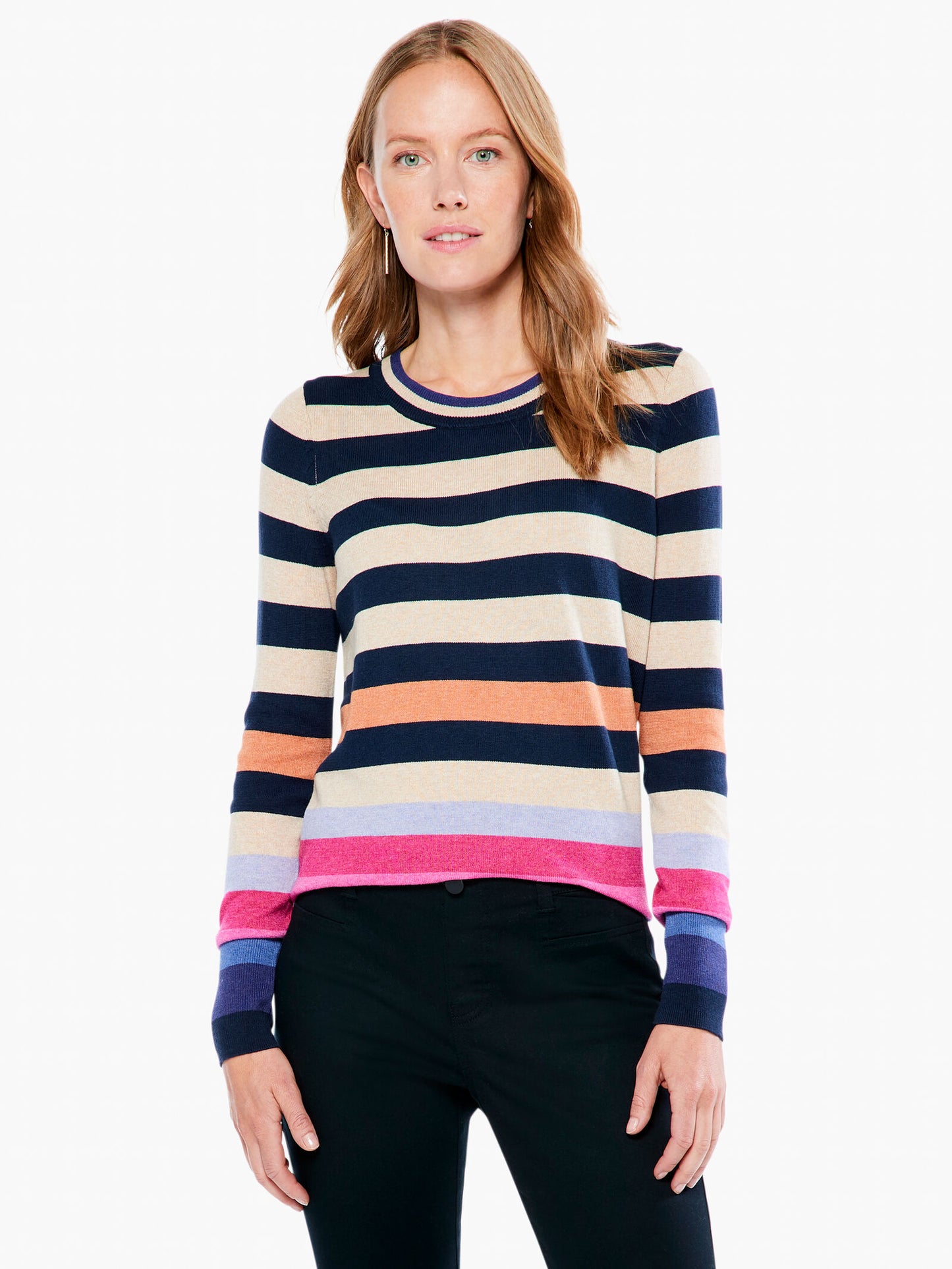 NIC+ZOE Long Sleeve Jewel Stripes Vital Sweater