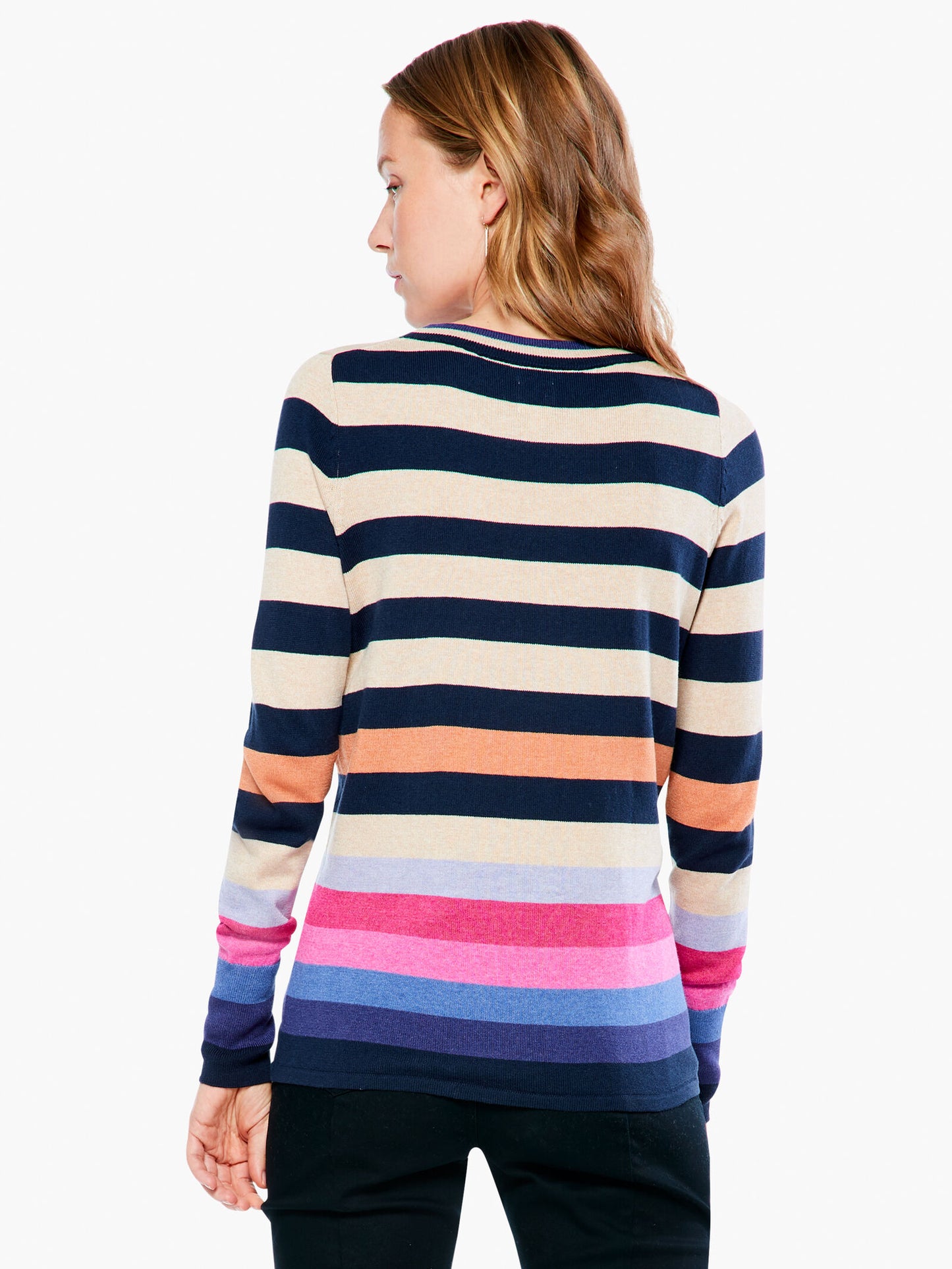 NIC+ZOE Long Sleeve Jewel Stripes Vital Sweater