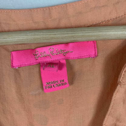 Lilly Pulitzer 3/4 Sleeve Bekah Eyelet Top - Eyelet - Orange/Cantaloupe Oversized Pinwheel Eyelet - XL