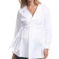 Soon Maternity Maternity Wrap V-Neck Dress Shirt - White - XS