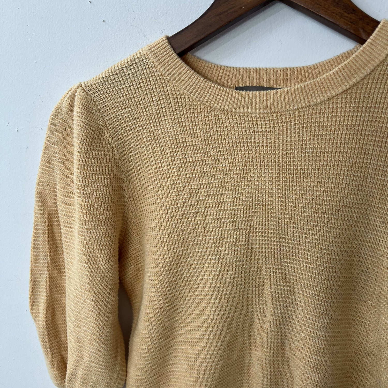 Lila P Puff Sleeve Yellow Sweater Lightweight Pullover XS