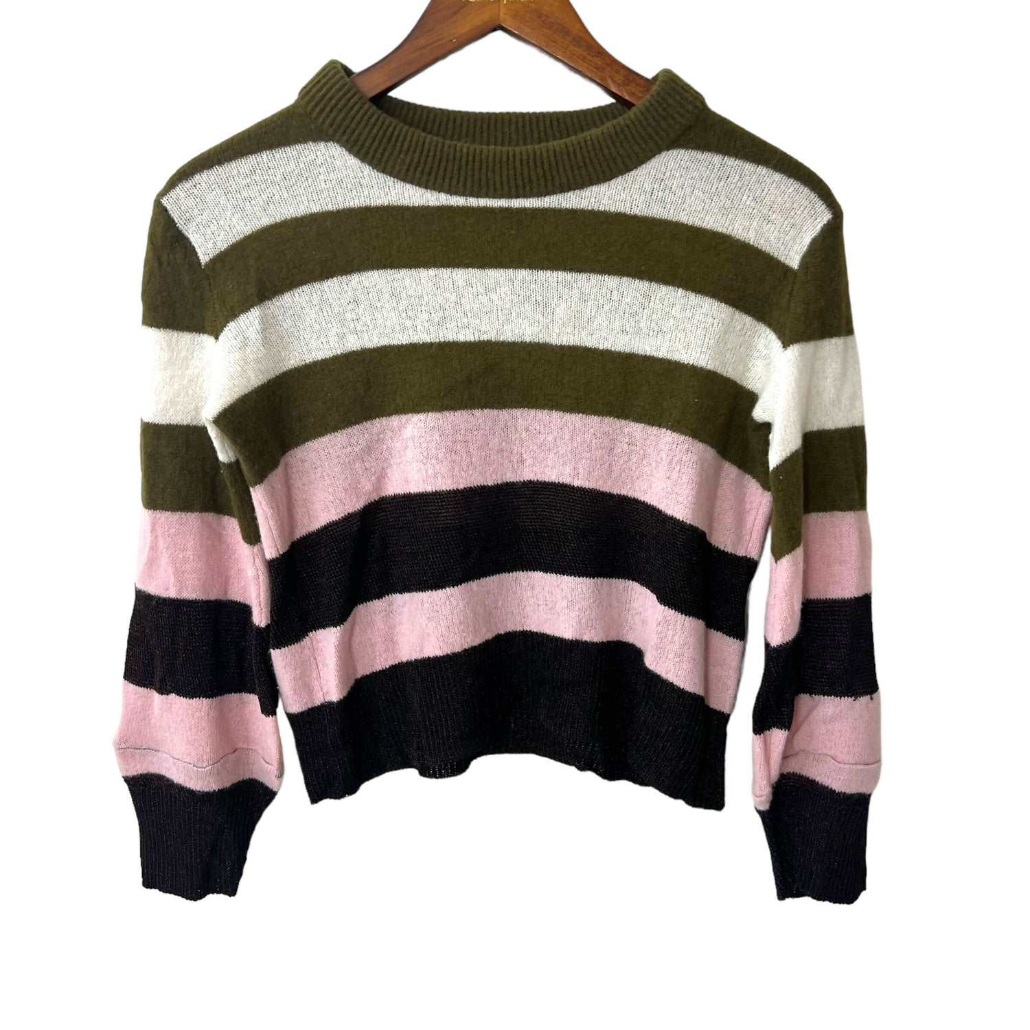 Rag &amp; Bone Cashmere Blend Long Sleeve Sweater - Stripes - Pink Multi/Pink/Brown - S