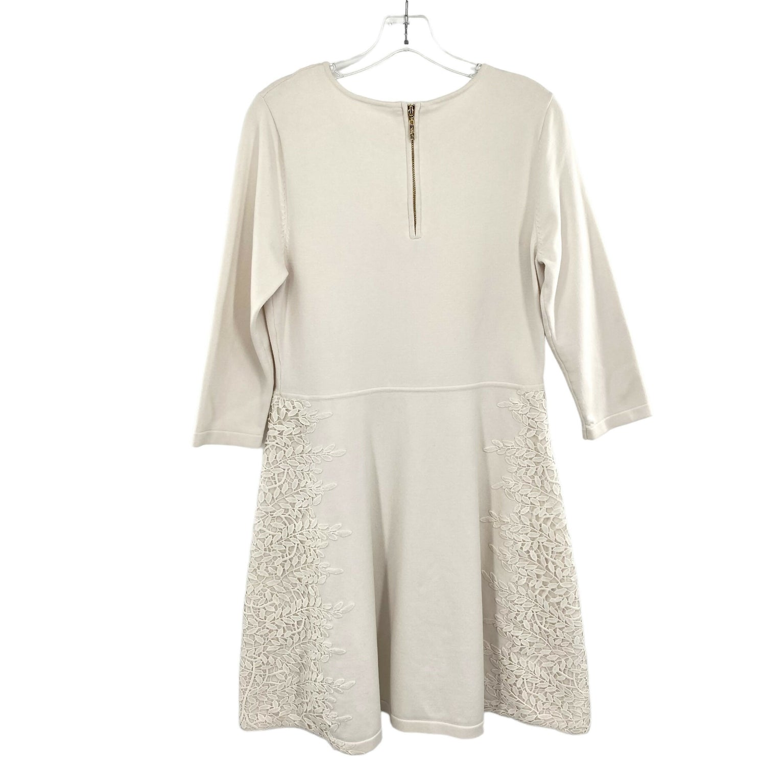 Eliza J Ivory Lace Overlay Sweater Dress Long Sleeve Knee Length