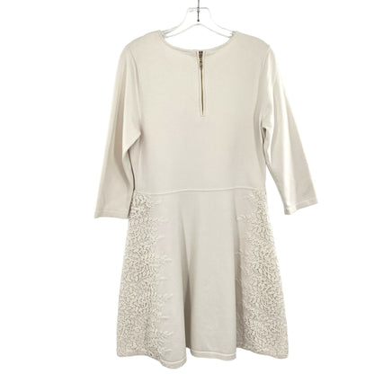 Eliza J Ivory Lace Overlay Sweater Dress Long Sleeve Knee Length