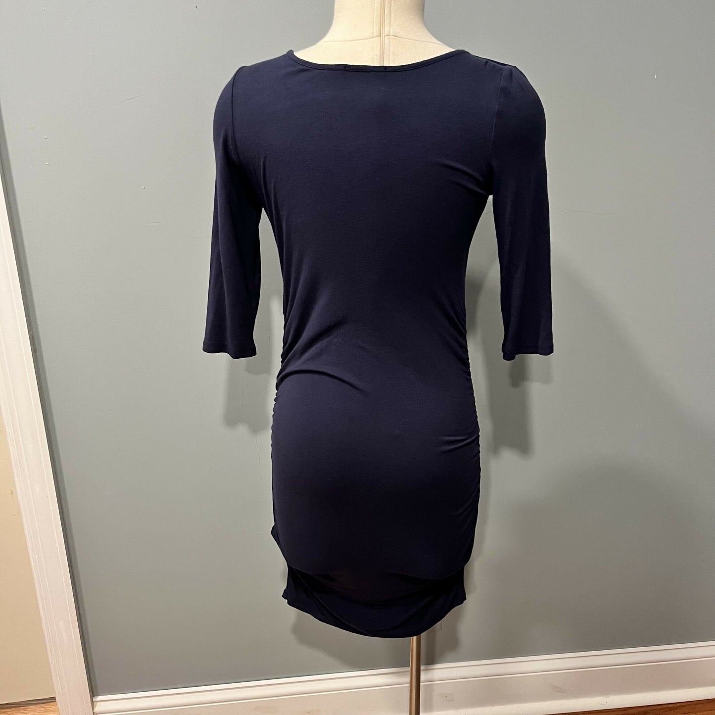 Maternal America Maternity 3/4 Sleeve Scoop Neck Dress - Navy - SM