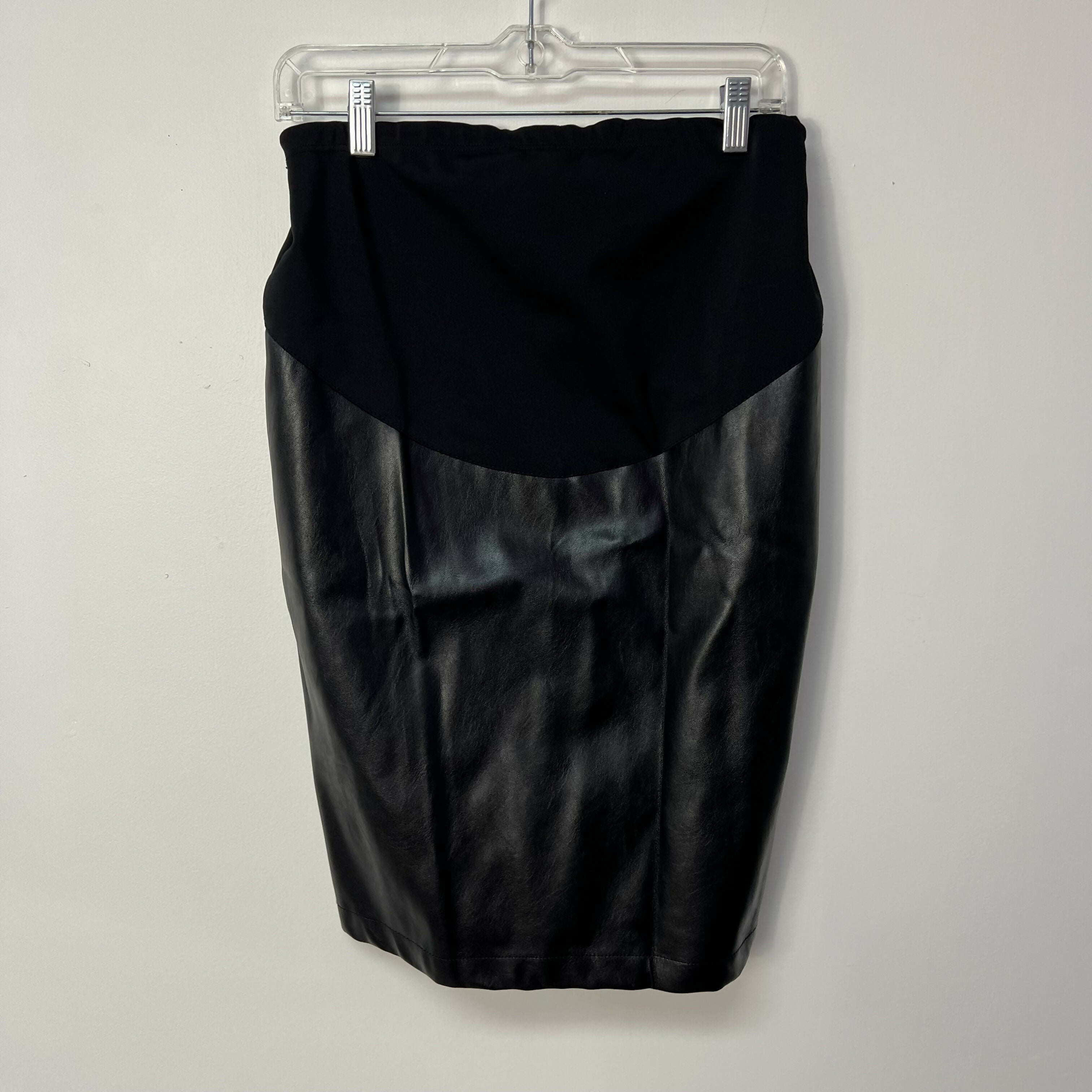 Reconnect Mercury Faux Leather Pencil Maternity Skirt - Black - SM