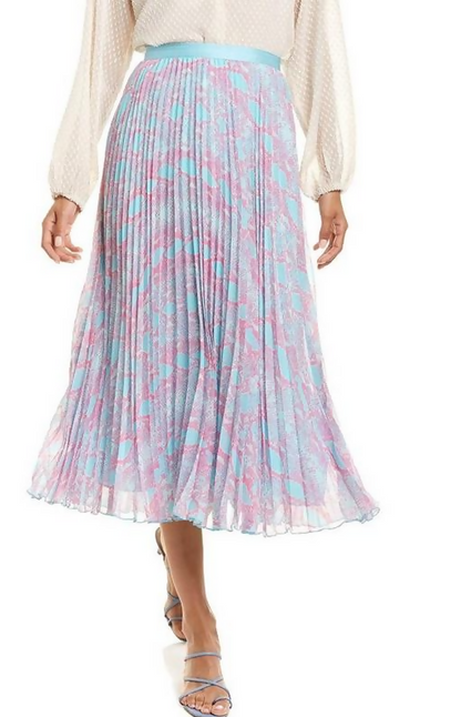 Diane Von Furstenberg Midi Kalina Skirt - Reptile - Blue Multi/Blue/Pink Multi - L