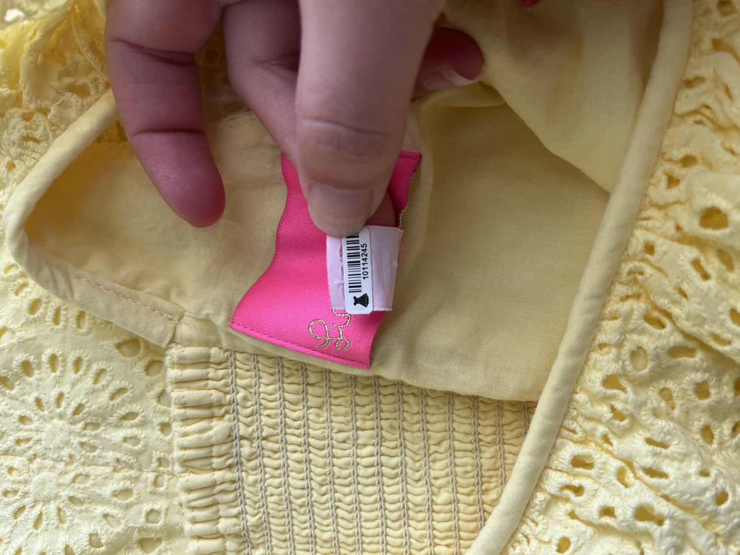 Lilly Pulitzer Ryann Sheath Sleeveless Cotton Dress Eyelet Yellow Creme Fraiche NO BELT size 2