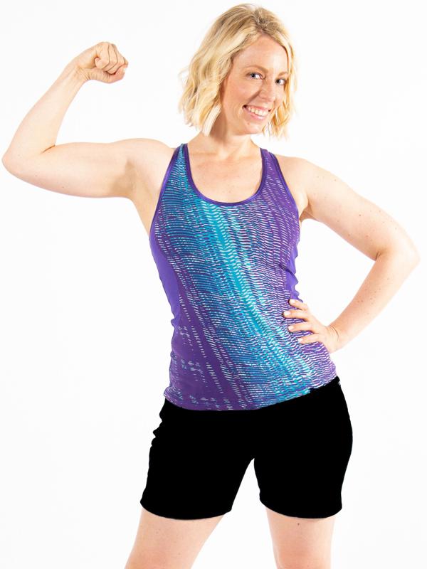 Alo Yoga Mesh Back Tank - Abstract - Purple Multi/Perfect Purple - S