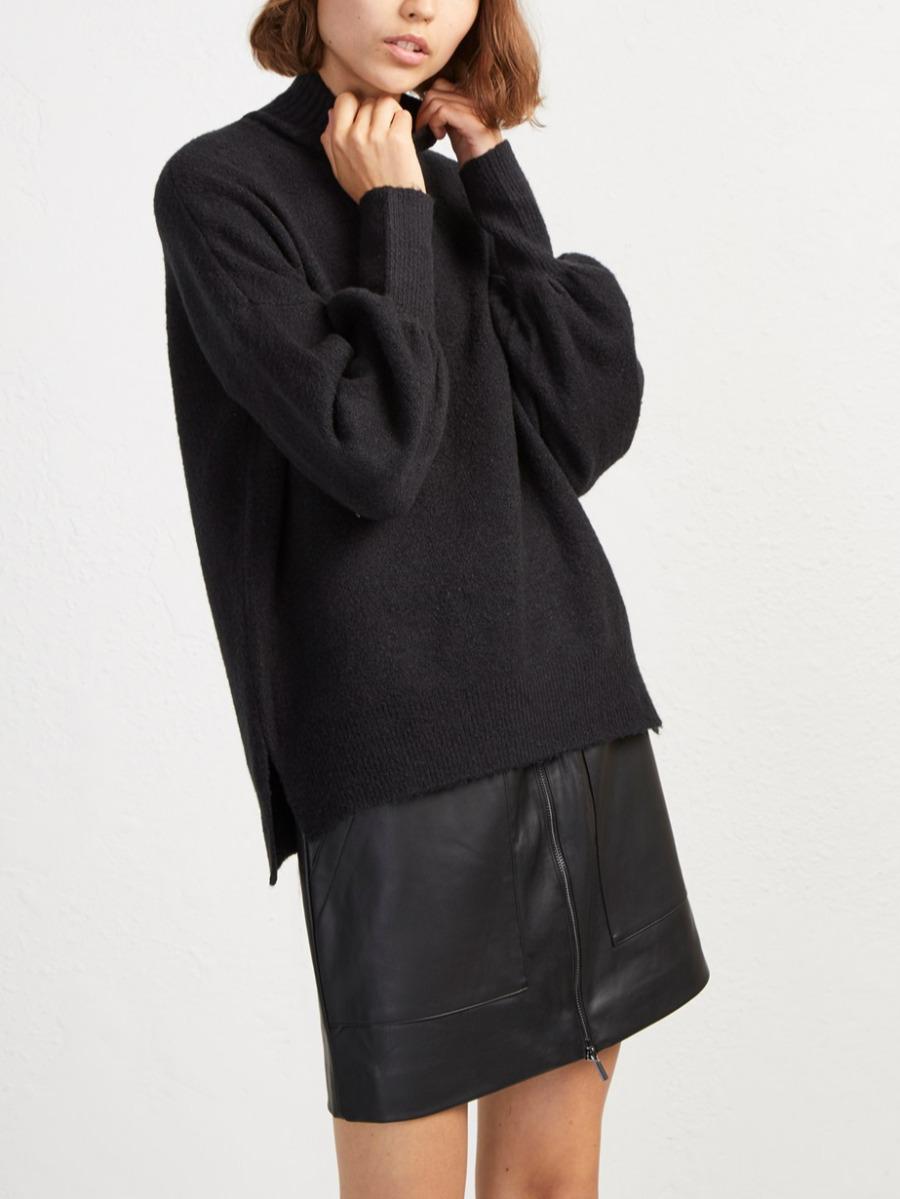 French Connection Orla Balloon Sleeve Turtleneck Wool Sweater - Black