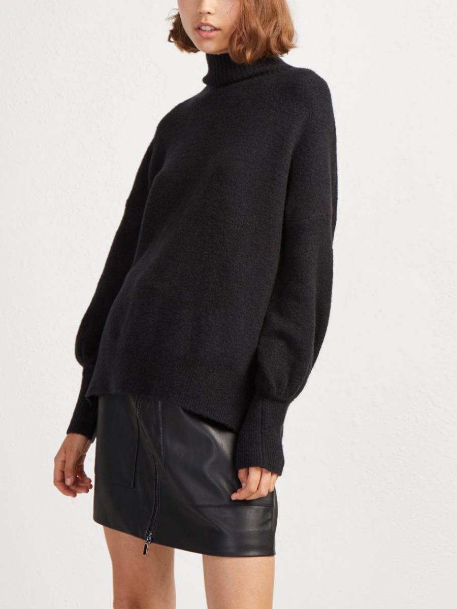 French Connection Orla Balloon Sleeve Turtleneck Wool Sweater - Black