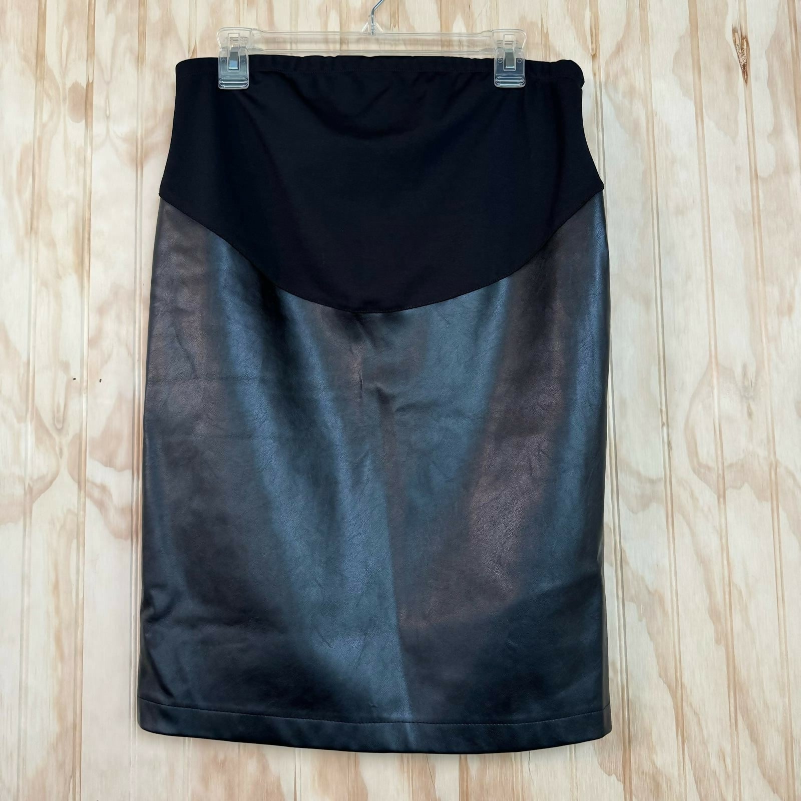 Reconnect Mercury Faux Leather Pencil Maternity Skirt - Black - MM