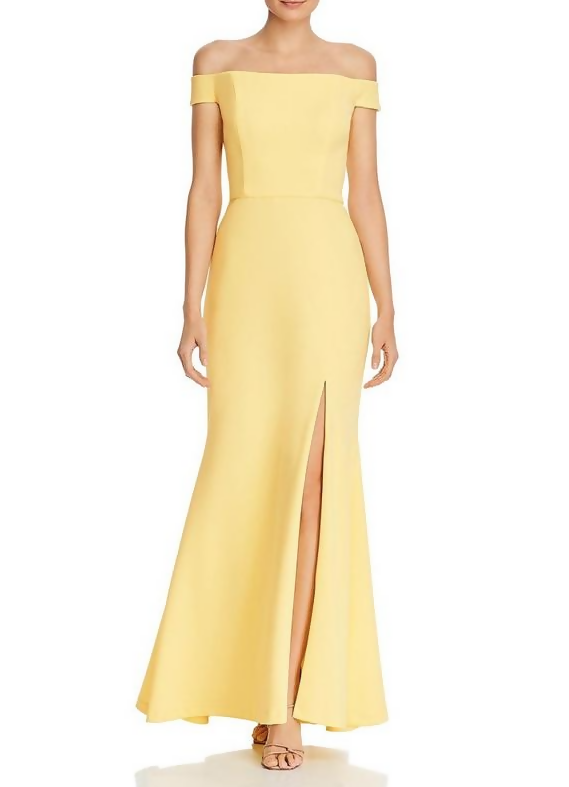 Aqua Off The Shoulder Evening Dress - /Yellow - 8