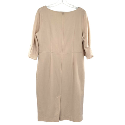 Goat Beige Midi Dress Bateau Neck Bell Sleeves Size 12