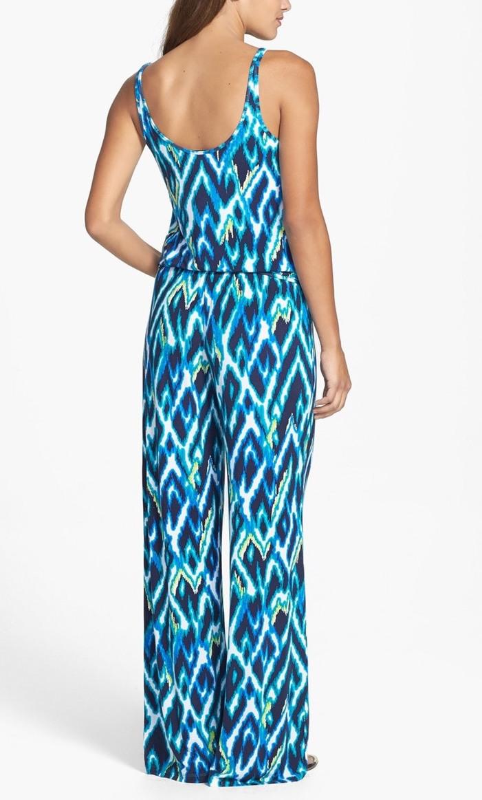 Tart Sleeveless Megan Printed Jumpsuit - Abstract - Blue Multi/Blue