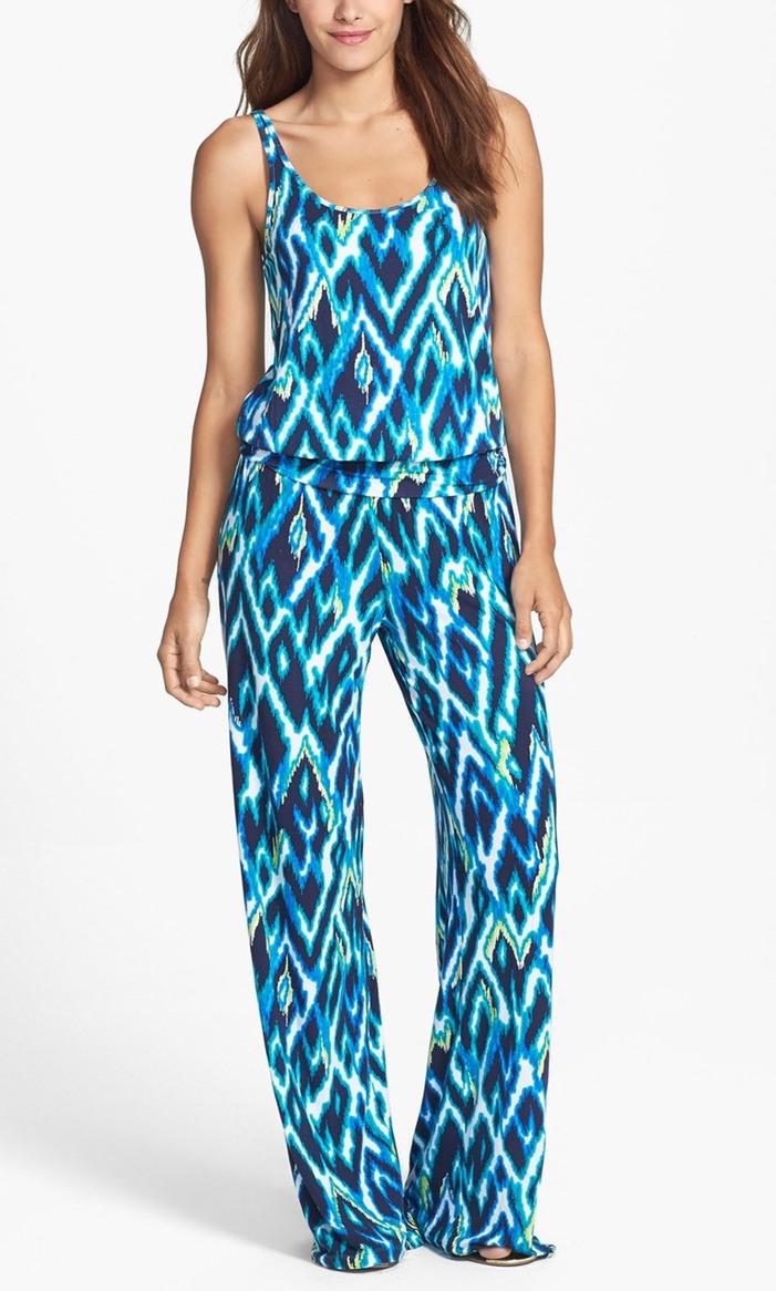 Tart Sleeveless Megan Printed Jumpsuit - Abstract - Blue Multi/Blue