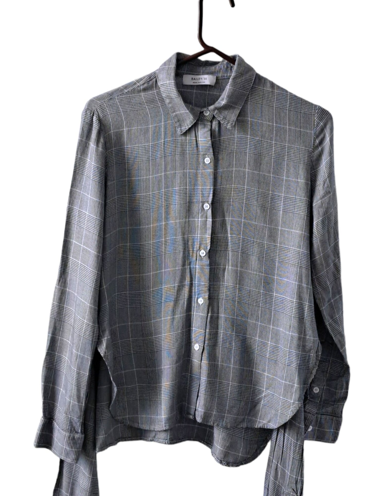 Bailey 44 Hold Me Tight Tie Button-Down Shirt-Plaid-Gray Multi/Plaid -Small