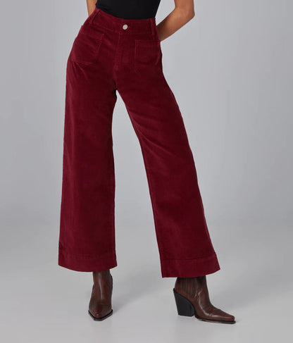 Lola Jeans Colette High-Rise Wide Leg Corduroy Jeans - /Red