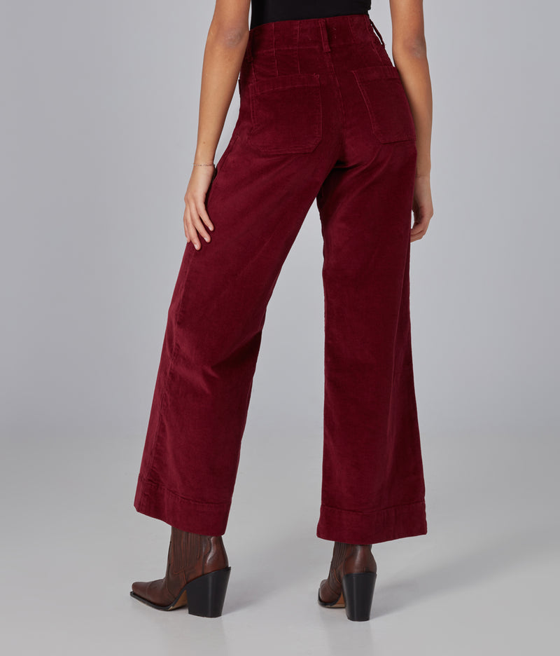 Lola Jeans Colette High-Rise Wide Leg Corduroy Jeans - /Red