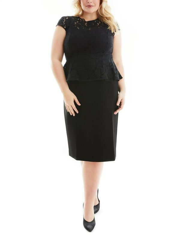 Gravitas Julia Lace Peplum Sheath Dress - Black - size 2