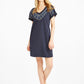 NIC+ZOE Pier Embroidered Shift Dress - /Navy Multi - L