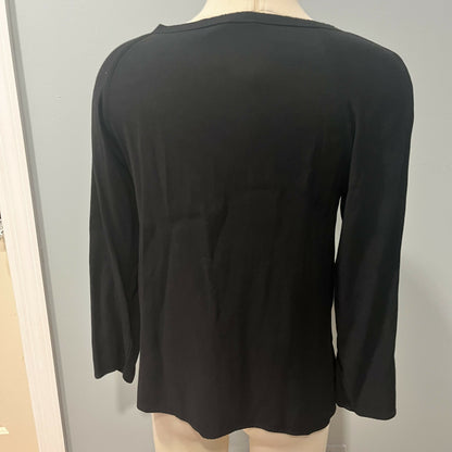 Nicole Miller NY Long Sleeve Satin Top - /Black - S