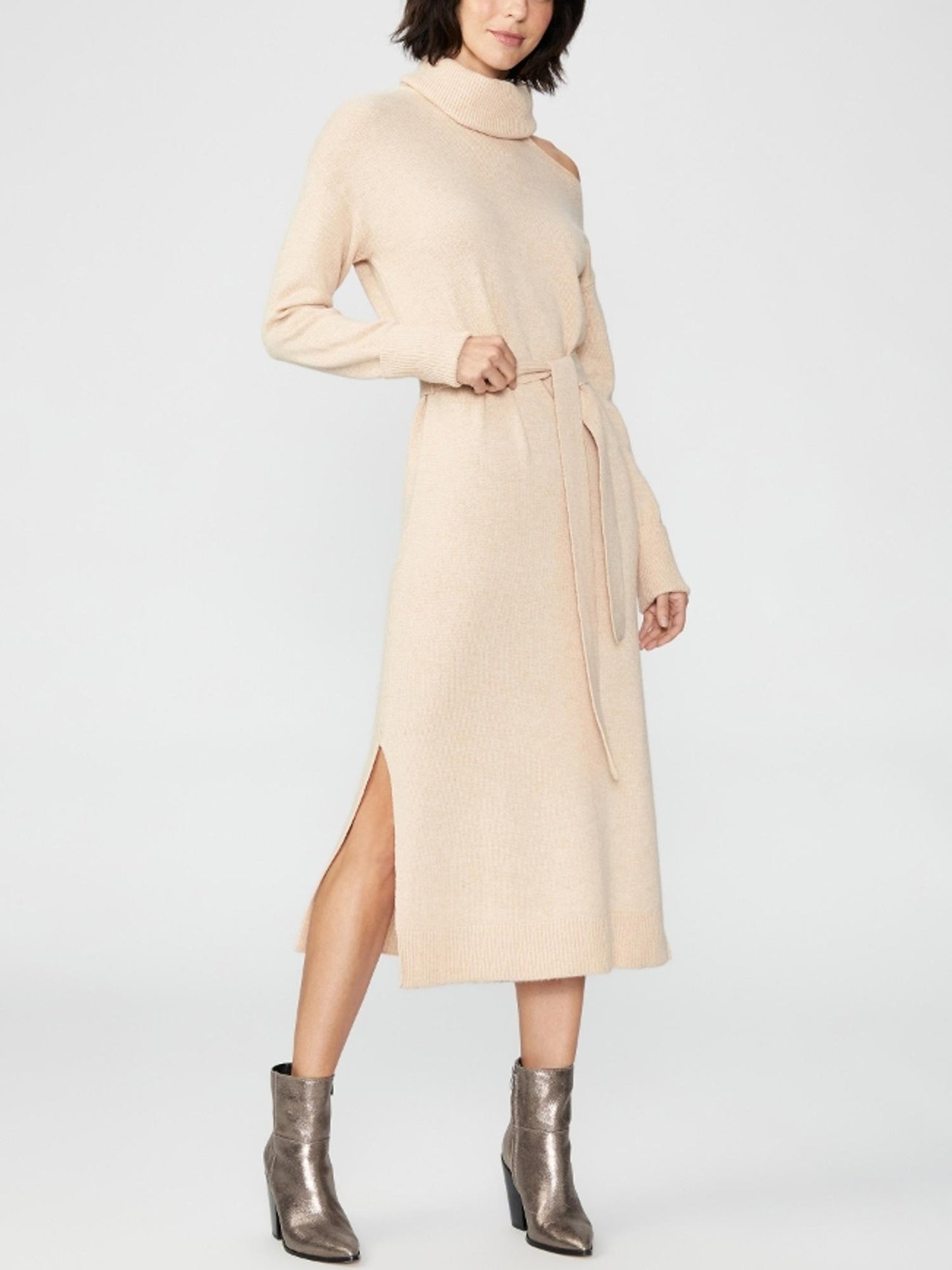 Paige Raundi Turtle Neck Wool Blend Sweaterdress - /Beige