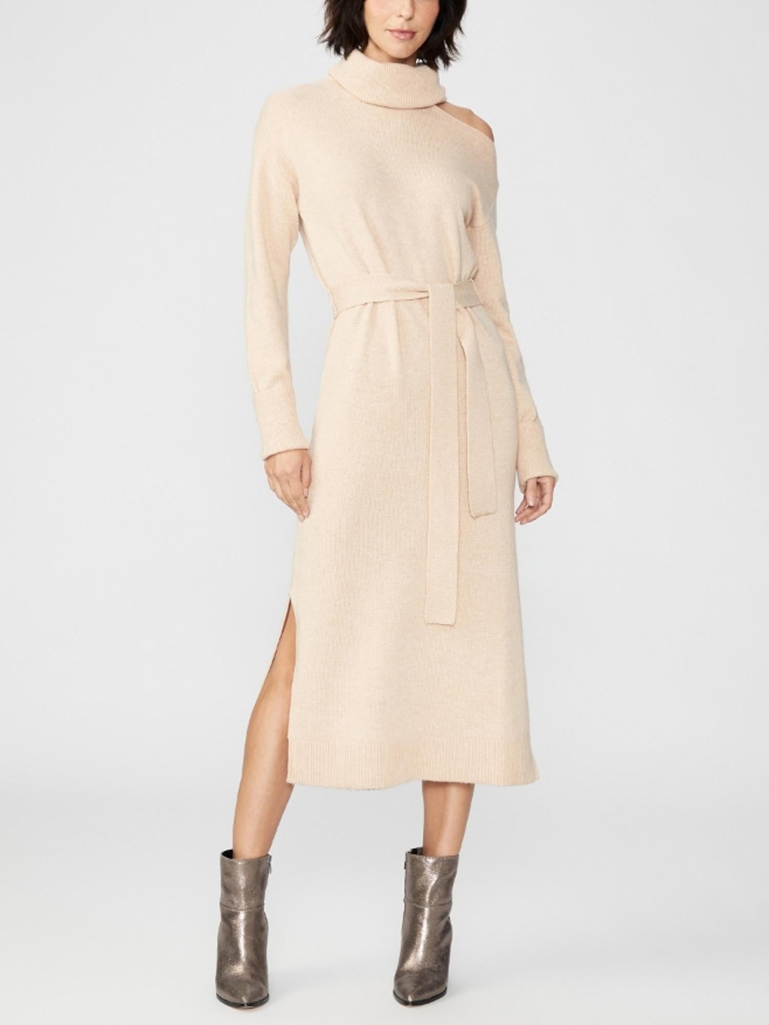 Paige Raundi Turtle Neck Wool Blend Sweaterdress - /Beige