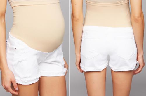 DL1961 Maternity Rolled-Hem Denim Shorts - White - 27M