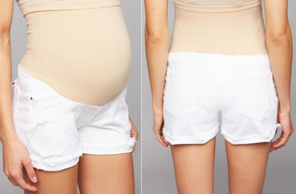 DL1961 Maternity Rolled-Hem Denim Shorts - White - 27M