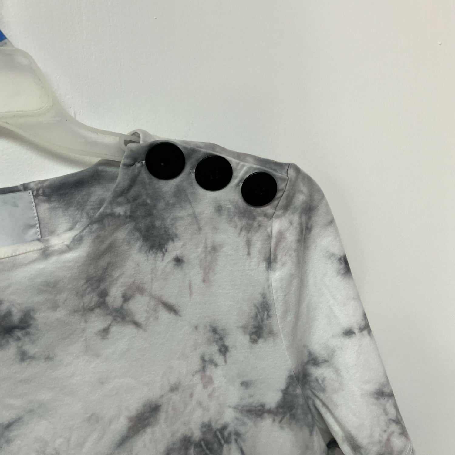 Pari Passu Upcycled Button Detailed Tee Fit D: &quot;Modified Hour Glass&quot; - Tie Dye - White Multi/White - 14