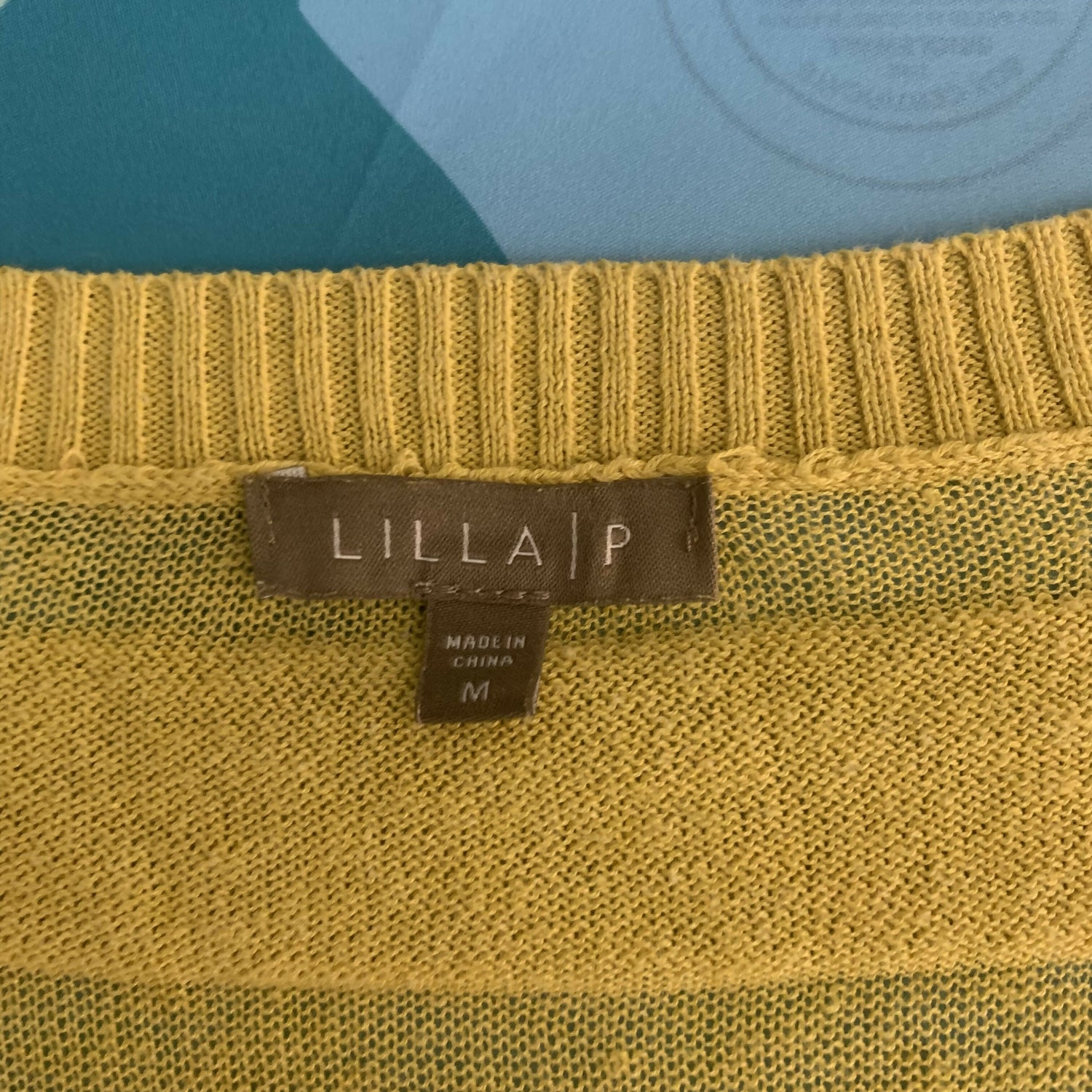 Lilla P Relaxed V-Neck Tunic Sweater - Stripes - Yellow- M