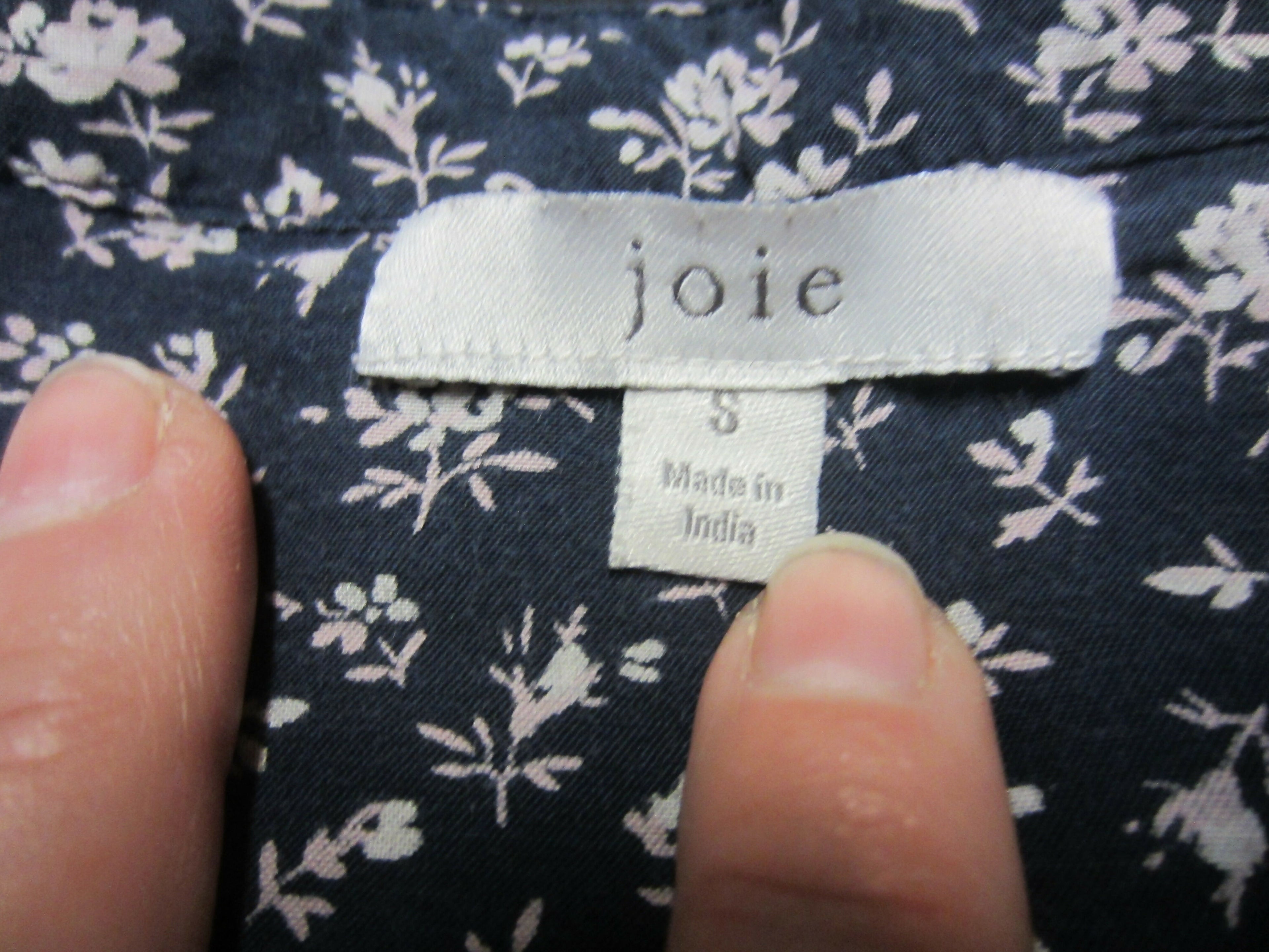 Joie Floral Gathered Waist Mini Dress Navy Size S