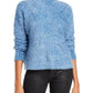 Aqua Pointelle Mock Neck Cropped Sweater Blue Large