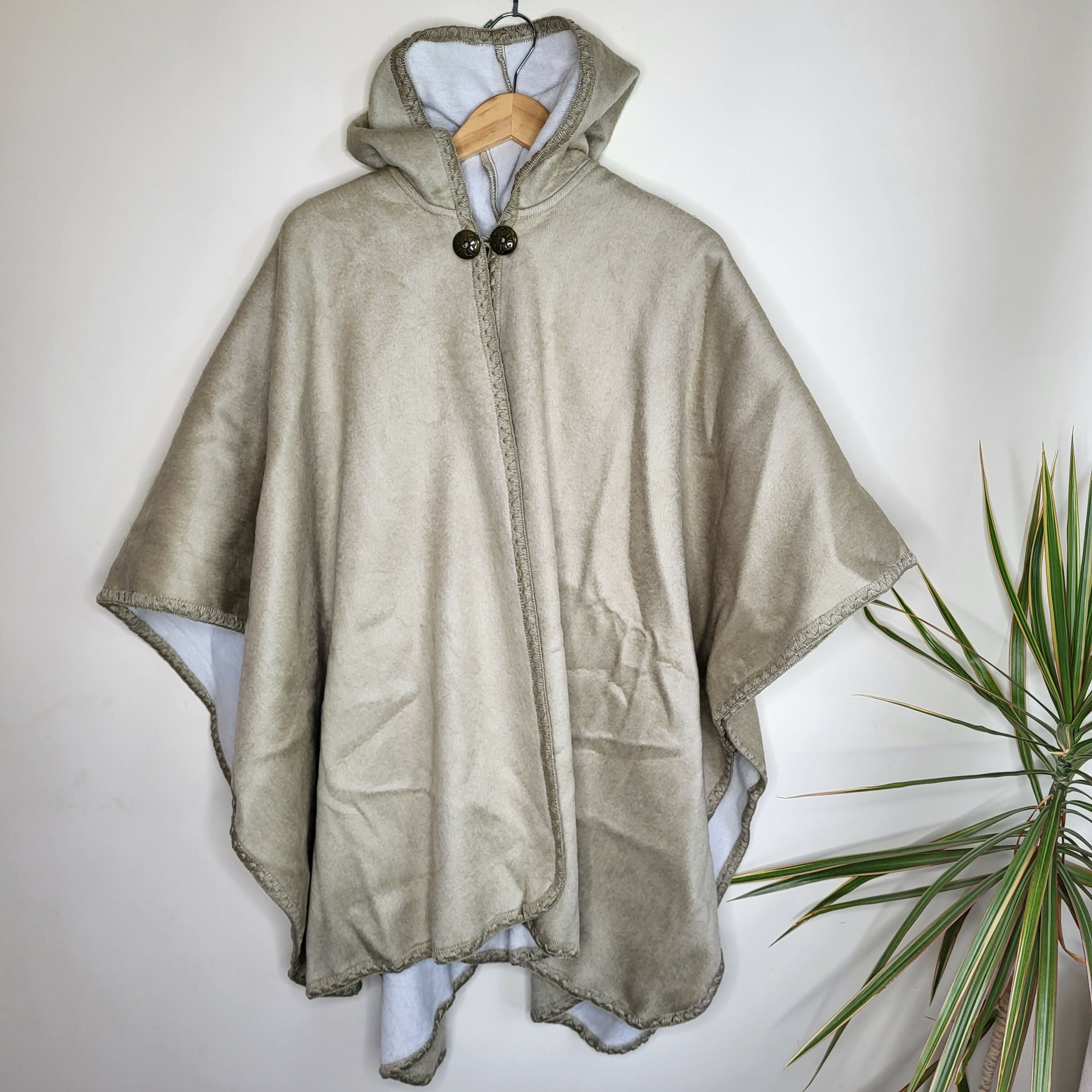 Ecualama patim lightweight baby alpaca hooded cape poncho solid ecru cream