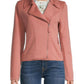 Max Studio Solid-Hued Biker Jacket - /Pink - XS